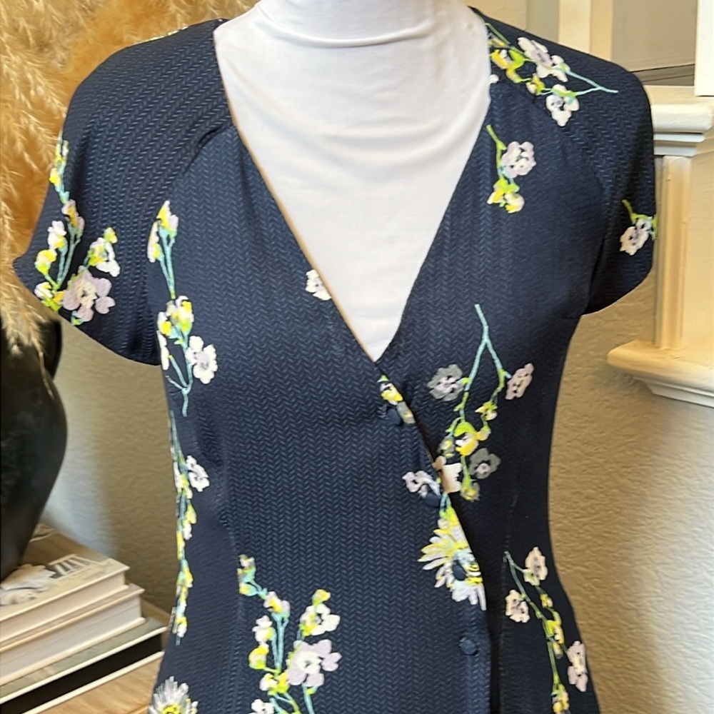 Free People Blue Floral Lost In You Midi Dress Size XS - Picture 4 of 9